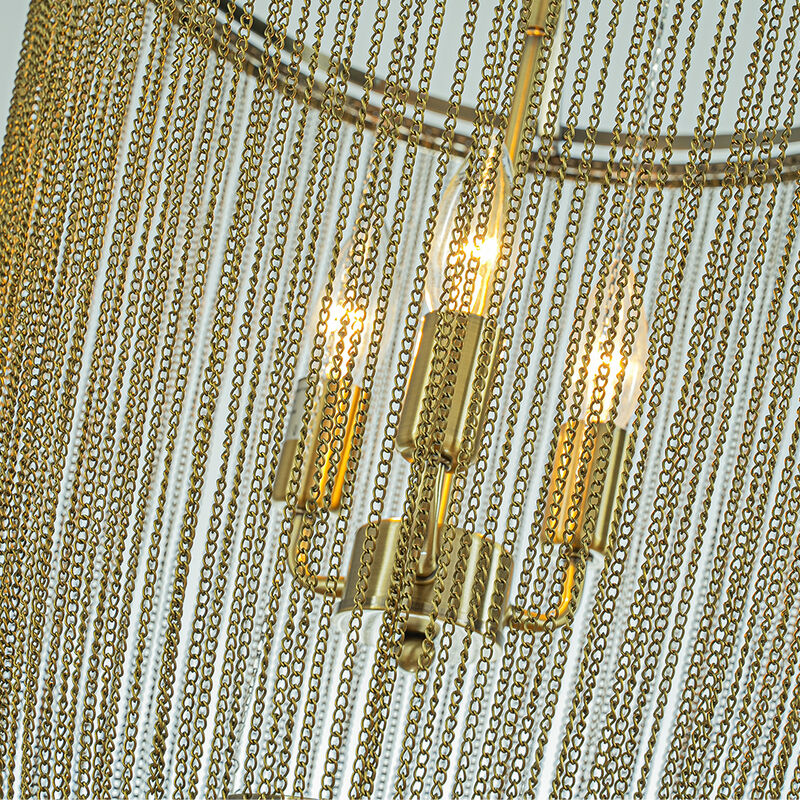 Contemporary Glam 3-Light 16" Chainmail Tassel Chandelier image number 4