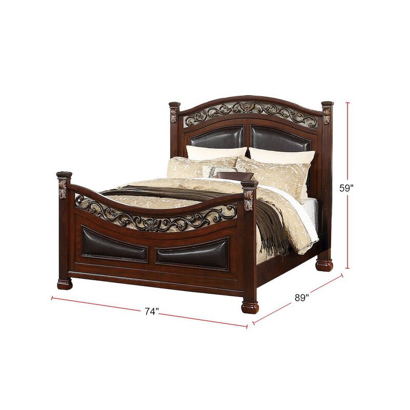Simple Relax Wood Bed With Padded Headboard, Walnut image number 3