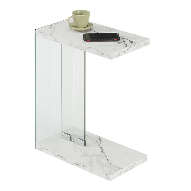 Convenience Concepts SoHo C End Table, White Faux Marble