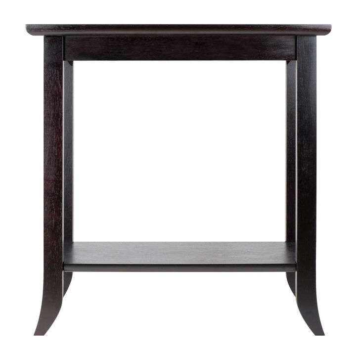 Winsome Trading  Genoa Recugular End Table with Glass Top and shelf