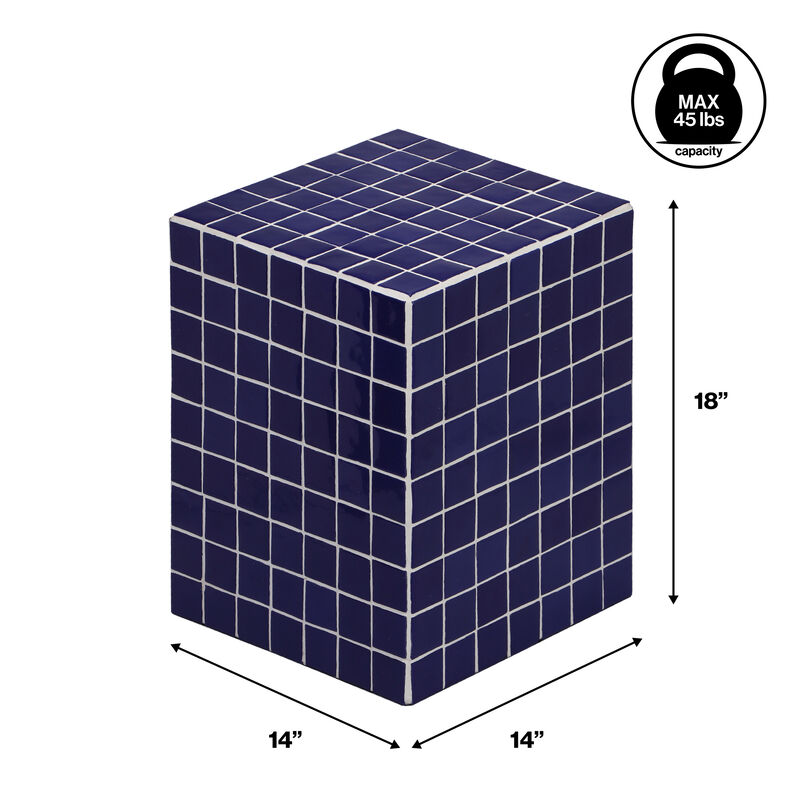 Callista Modern Bohemian Ceramic Tiled Rectangle End Table