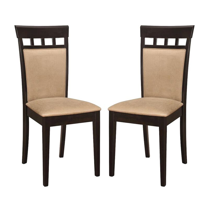 Simple Relax Set of 2 Upholstered Back Side Chairs Cappuccino and Tan image number 0