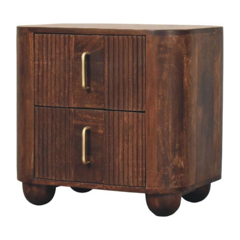 HomeRoots 21" Brown Solid Wood Distressed Two Drawer Nightstand image number 5