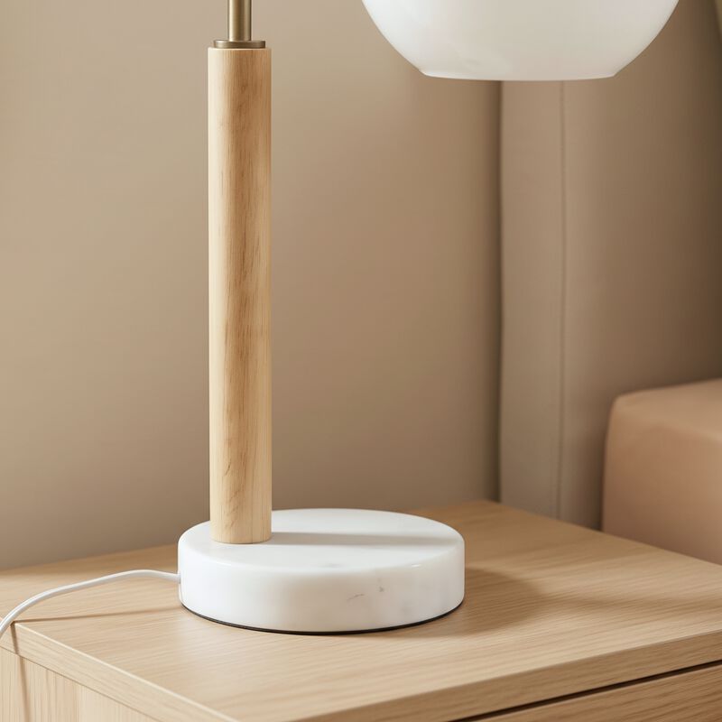 ELEMENT ACE Modern Nordic Globe Lampshade Table Lamp with Stable Base for Bedroom Bedside, Study Desk, Living Room, Office Decor & Warm Ambient Lighting image number 5