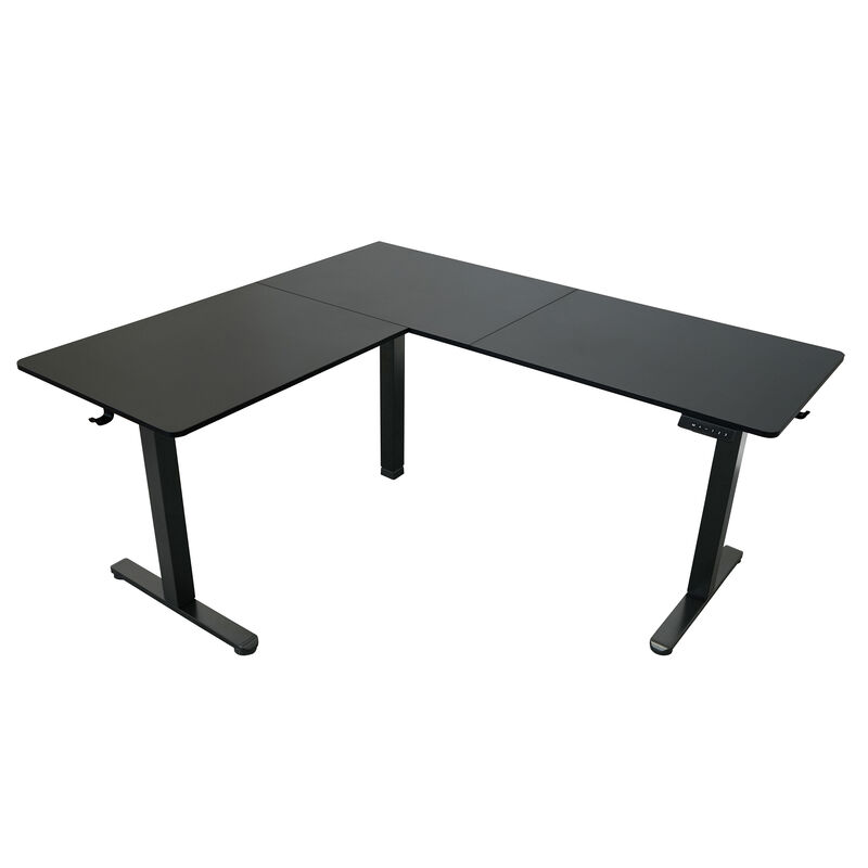 HomeRoots Adjustable Black Wood and Steel L Shape Standing Desk image number 3