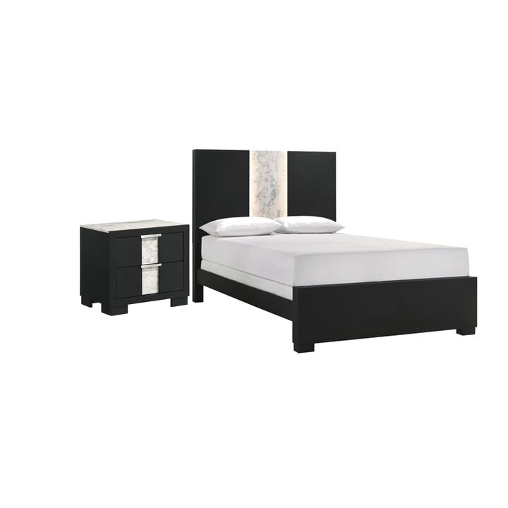 Bedroom Set, Wood, 2 Piece Set with Nightstand