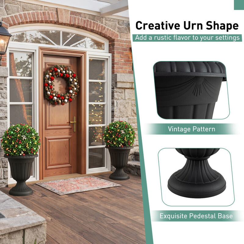 4 Pack Tall Planters with Pedestal Stand and Drainage Hole image number 5