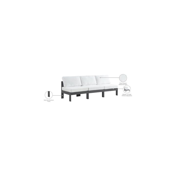 Meridian Furniture Nizuc White Water Resistant Fabric Outdoor Patio Modular Sofa