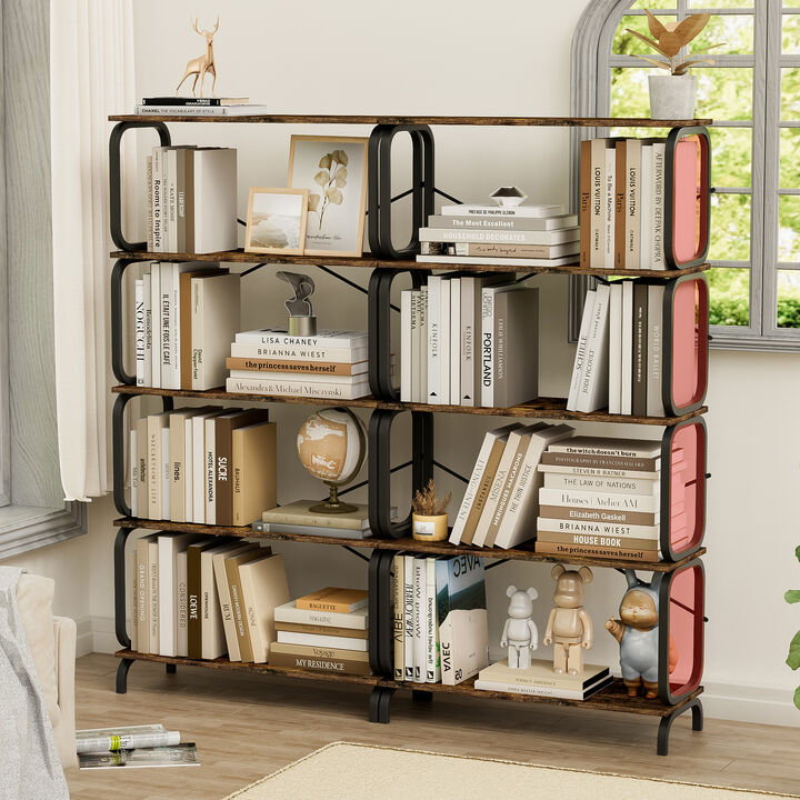 TATEUS 5-Tier Industrial Bookshelf for Home Office & Living Room