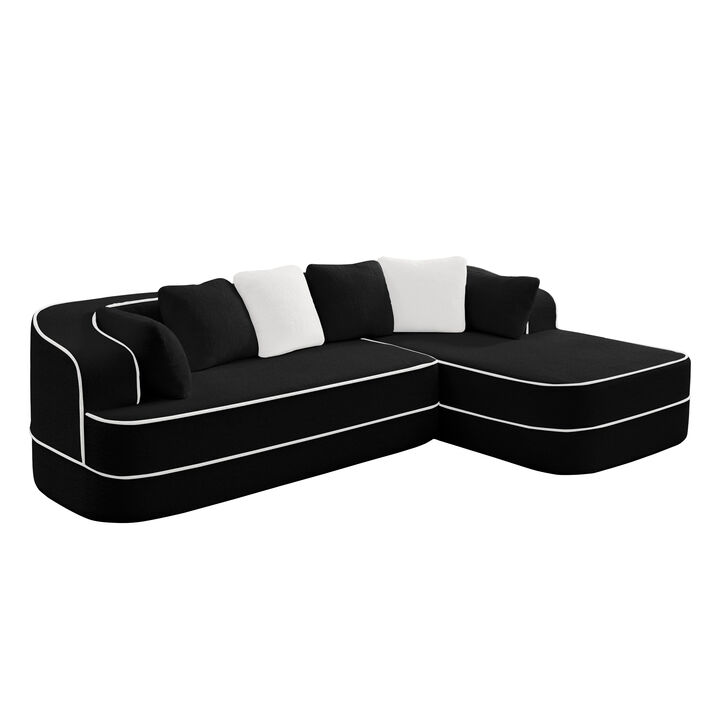 TATEUS Teddy Fabric 32D Boneless Sofa with L-Shaped Chaise