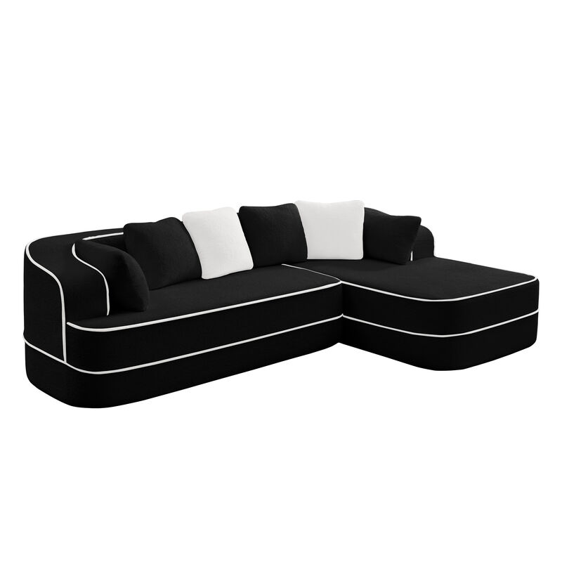TATEUS Teddy Fabric 32D Boneless Sofa with L-Shaped Chaise