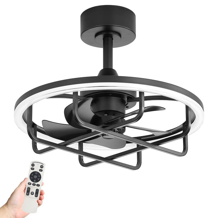 Breezary 20 Inch Caged LED Ceiling Fan with Light, Dimmable 3CCT, 6 Speed, Remote