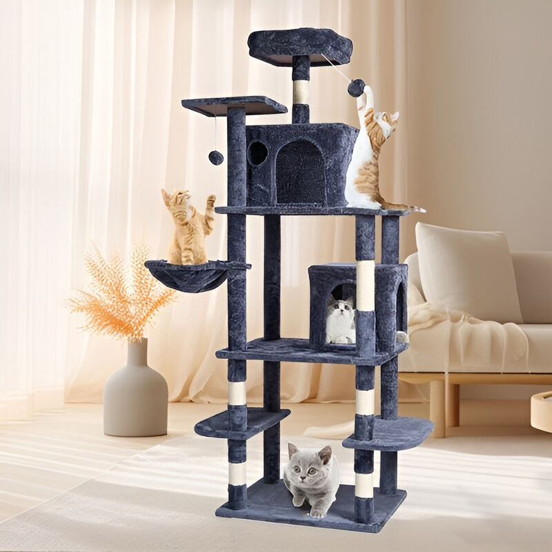 Cat Tree Tower with Condos and Sisal Scratching Posts, Multi-Level Play for Indoor Cats