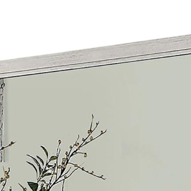 Varos Dresser Mirror, White Solid Wood, 38 Inch Stylish Square Frame