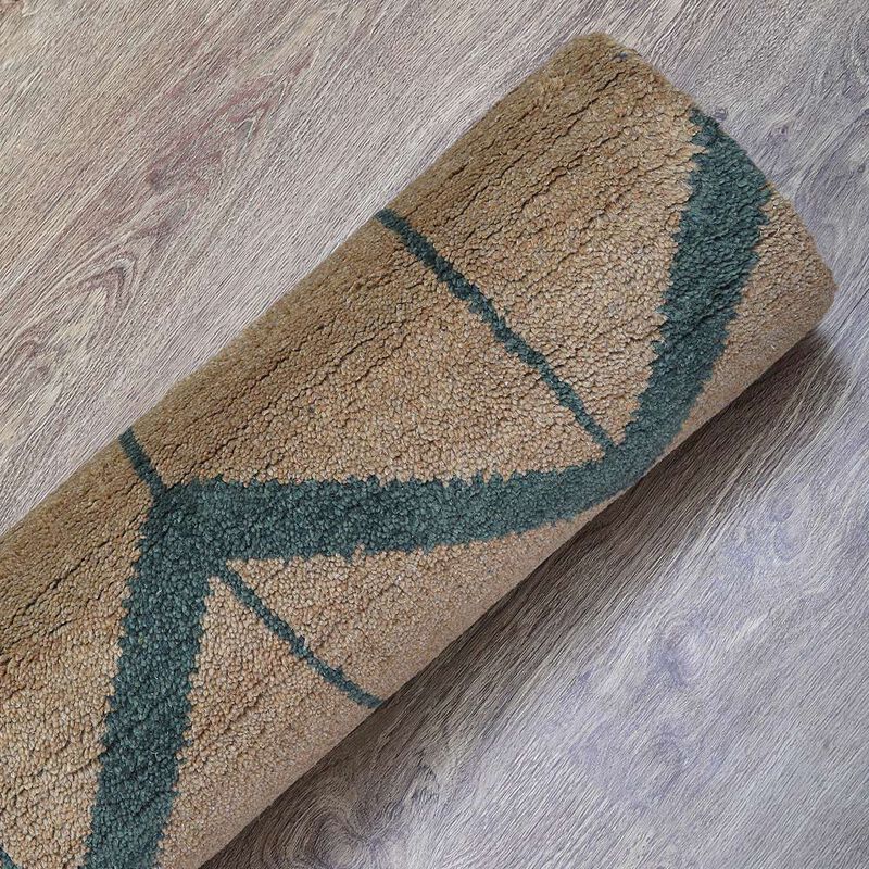 HAND KNOTTED WOOL Geometric AREA RUGS  - Rectangle Shape, Geometric Modern, Medium Pile Handmade Area Rugs for Living Room, Bed Room (N01052) image number 6