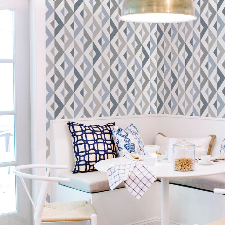 Seesaw Slate Geometric Faux Linen Wallpaper