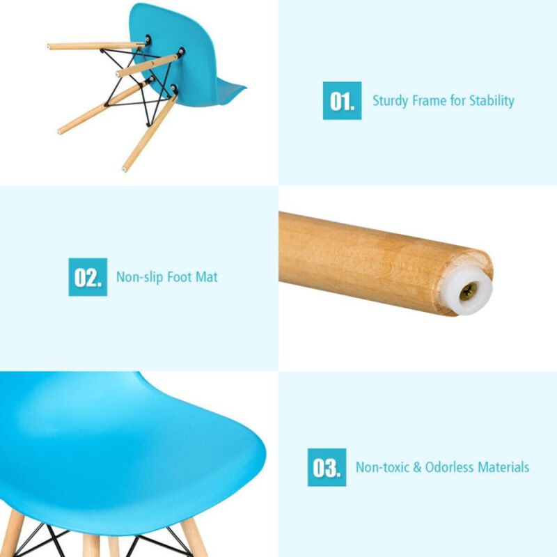 Hivvago 4 Pieces Modern Armless Dining Chair Set with Wood Legs