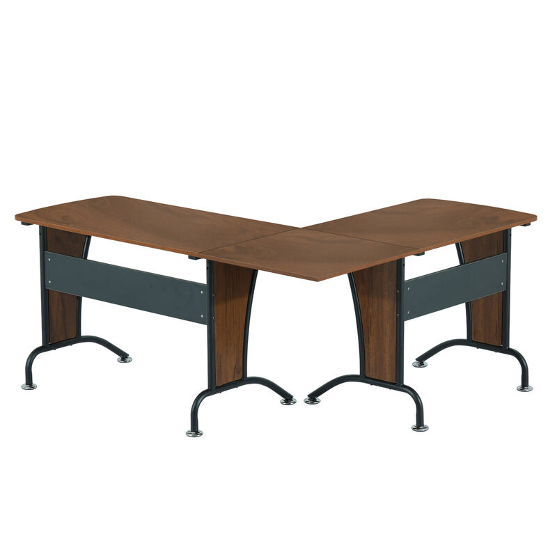 Deluxe L-Shaped Computer Desk With Pull Out Keyboard Panel, Mahogany image number 7