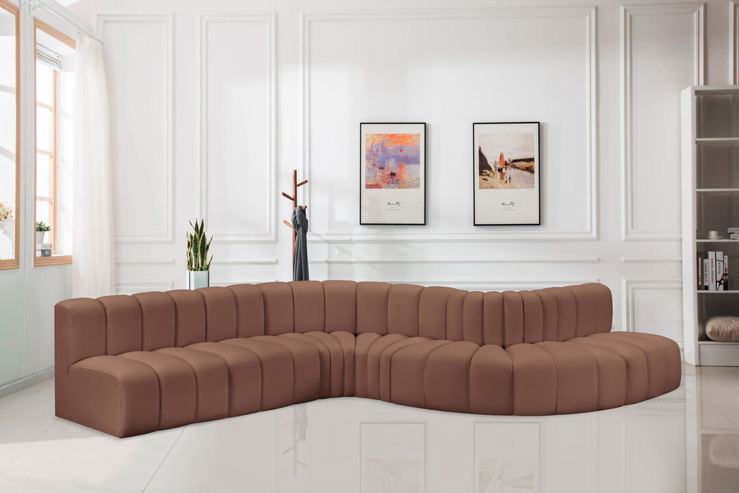 Meridian Furniture Arc Cognac Vegan Leather Modular Sofa