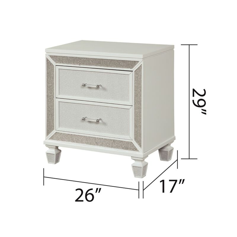 Crystal Nightstand Made with Wood Finished in White