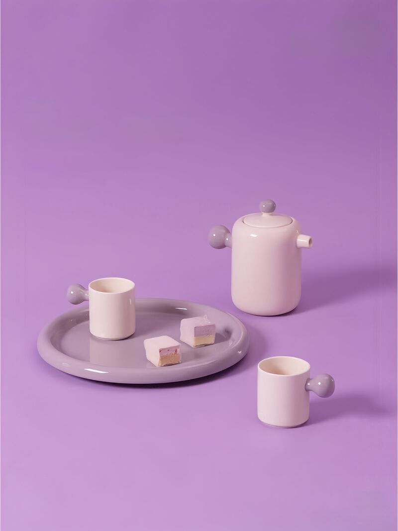 Toffee  Ceramic Tea Pot Tea Cup Set of 8 Pcs with 1 pot, 1 tray & 6 cups image number 3