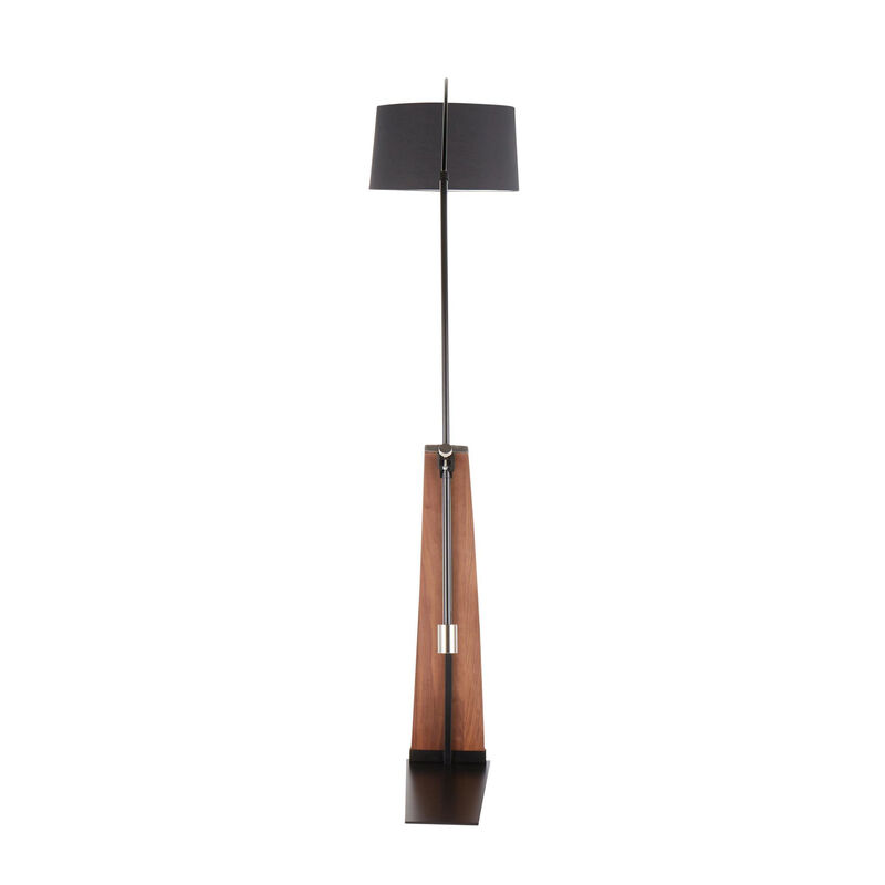 Lumisource Home Decorative Robyn Mid-Century Modern Floor Lamp in Walnut Wood and Black Linen Shade image number 5