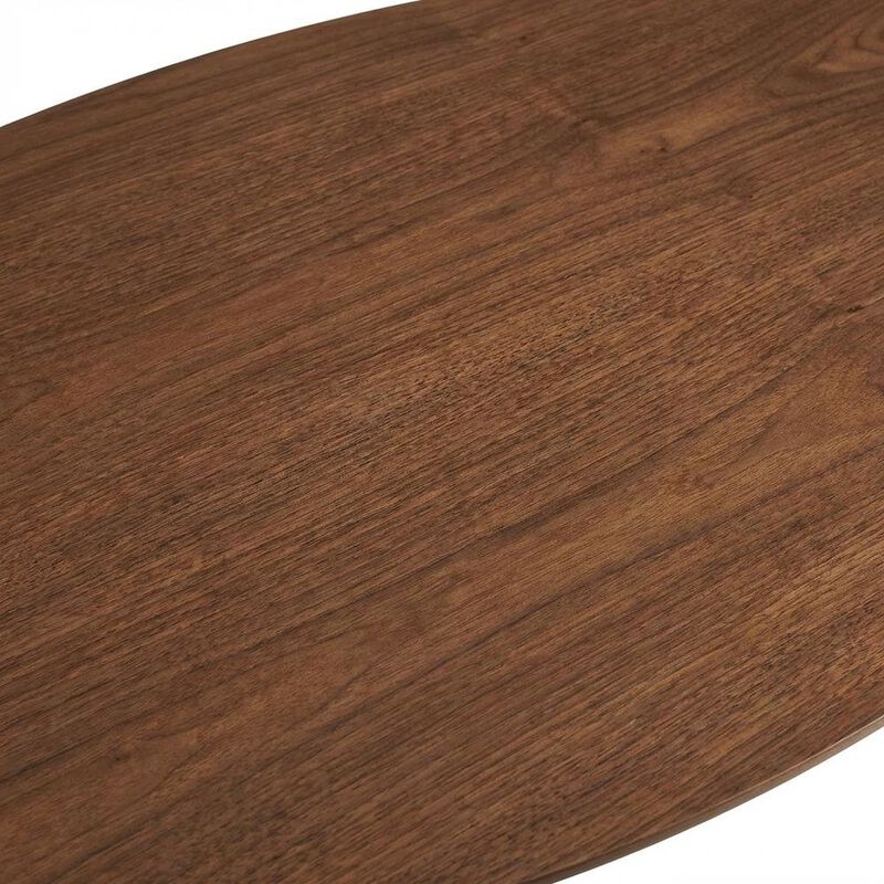 Oval wood coffee table with set of two, sleek design, modern style image number 5
