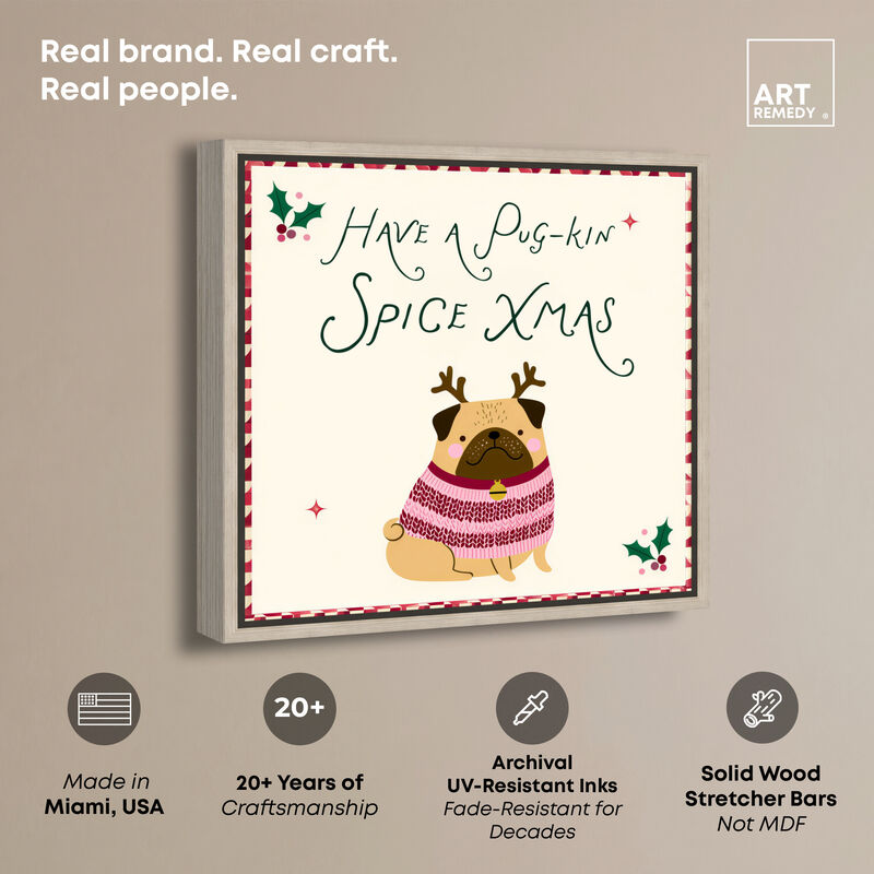 Spicy Pugmas Animals Canvas Print by Art Remedy image number 2