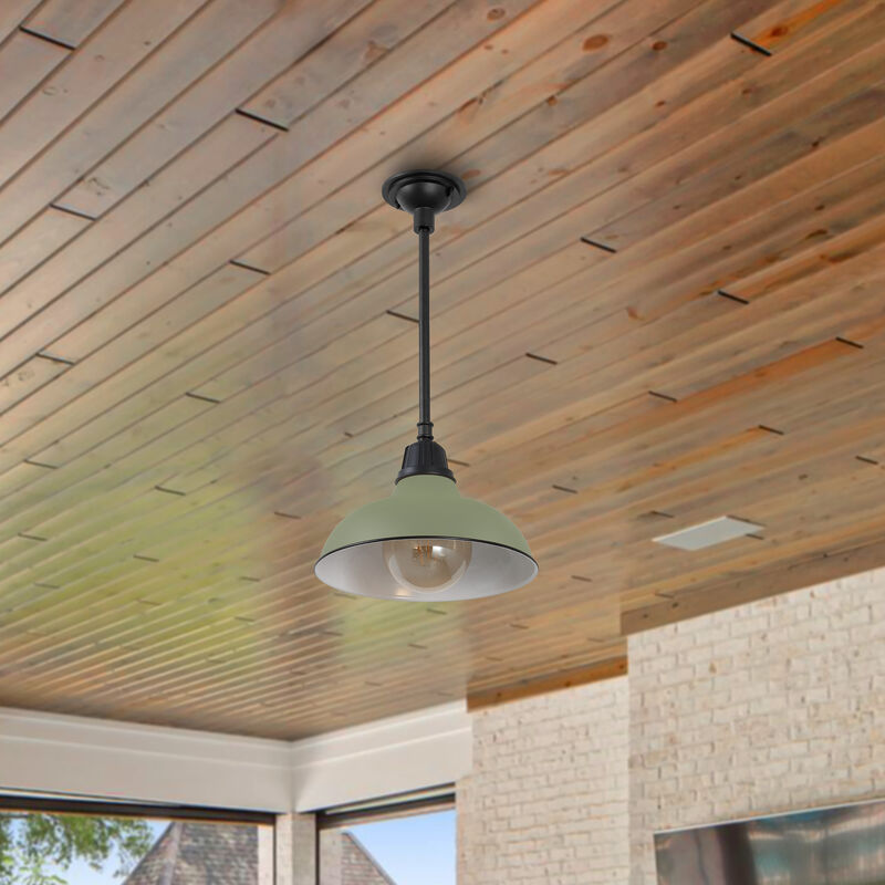 Jasper 12.25" 1-Light Farmhouse Industrial Indoor/Outdoor Iron LED Pendant