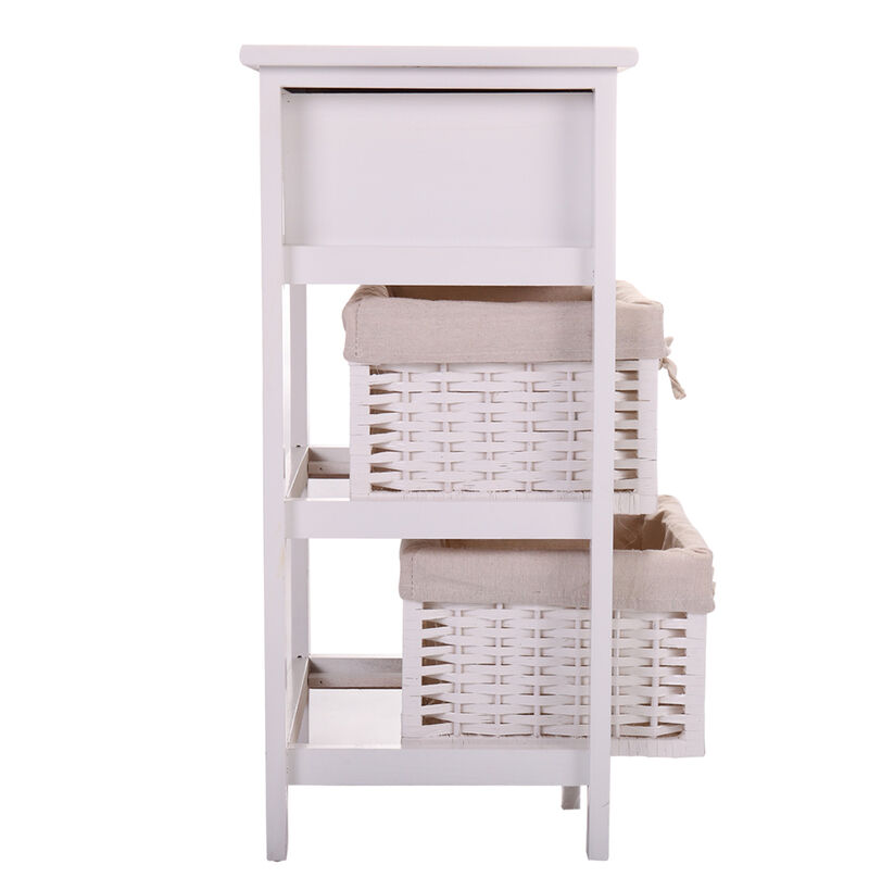 Streamdale Modern Nightstand with Large Drawer and Removable Baskets in White