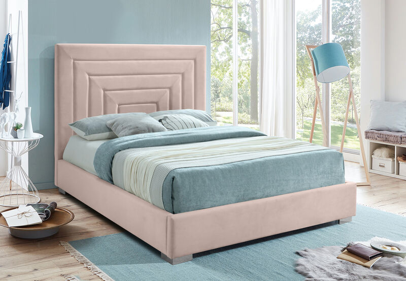 Meridian Furniture Nora Pink Velvet Queen Bed