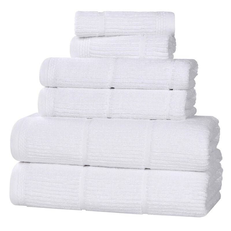 Solid Ribbed Viscose Cotton Blend Towel Set for Everyday Use image number 0