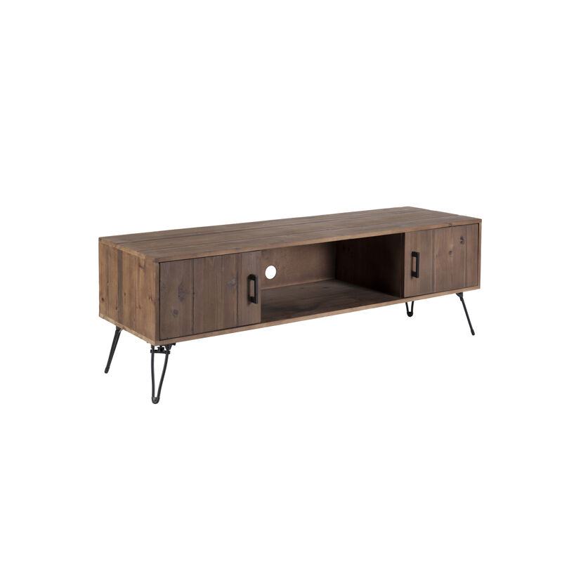 Industrial style Reclaimed wood Media TV Stand with Storage Cabinet for Living Media Room