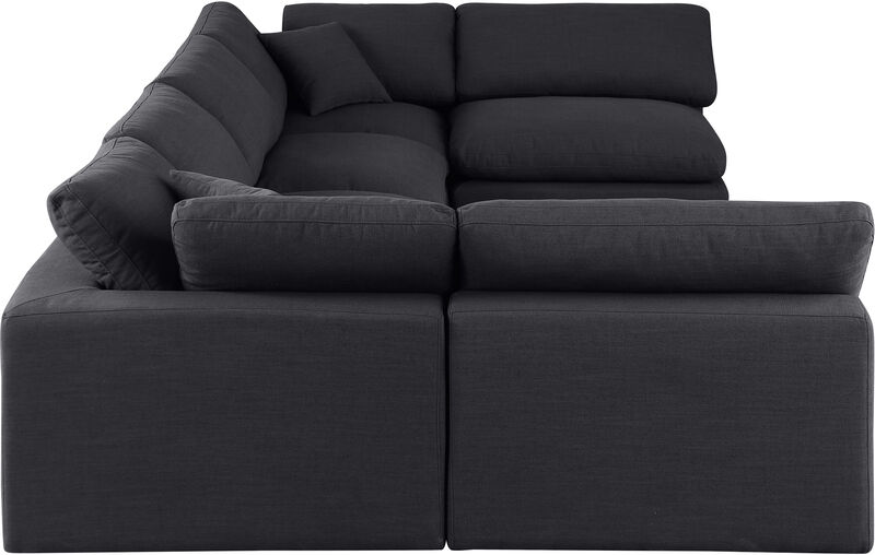 Meridian Furniture Comfy Black Linen Textured Fabric Modular Sectional