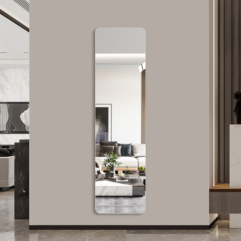 ELEMENT ACE 56 Inch Full Body Round Corner Wall Hanging Mirror with 5mm HD Silver Explosion-Proof Glass Ideal for Living Room Bedroom Cloakroom Use image number 4