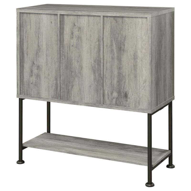 Coaster Co. of America Claremont Sliding Door Home Bar Wine Cabinet Grey Driftwood