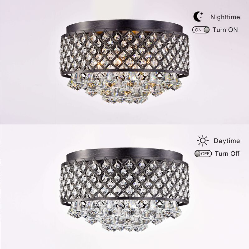 Vanessa 4-light 15" Antique Black Flush Mount Chandelier image number 3