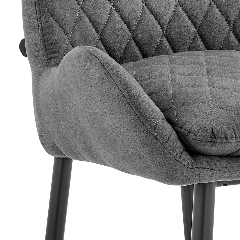 Panama Bar Height Bar Stool in Charcoal Fabric and Black Finish