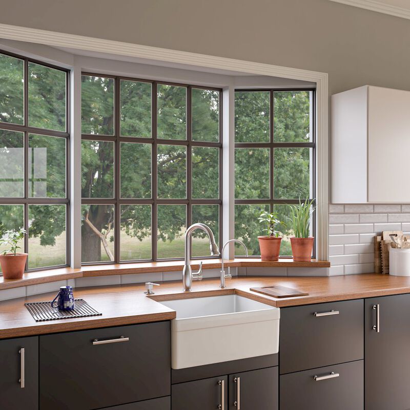 ALFI brand White 26 Decorative Lip Apron Single Bowl Fireclay Farmhouse Kitchen Sink