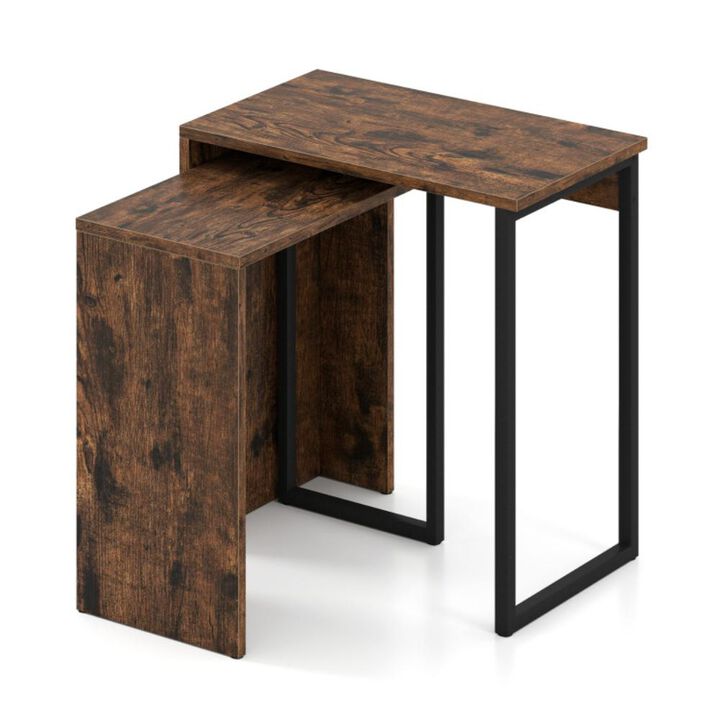 Hivvago 2-in-1 Nesting Coffee Table Set of 2 for Living Room and Bedroom