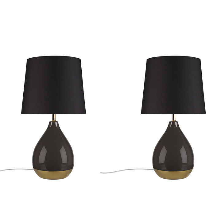 Gracie Mills Gibson Dual-Tone Elegance Ceramic Table Lamp Set of 2