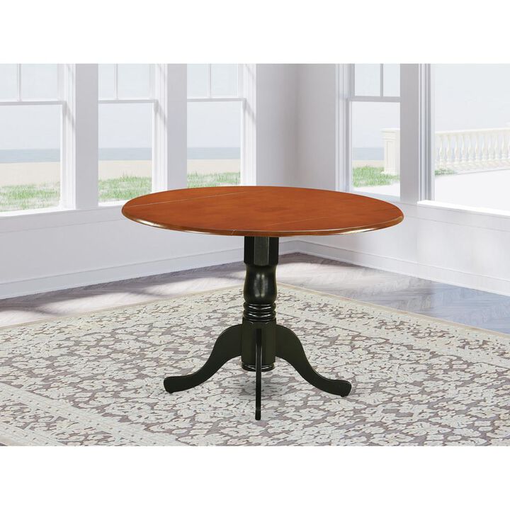 Dublin Round Table with two 9" Drop Leaves in Black and Cherry Finish