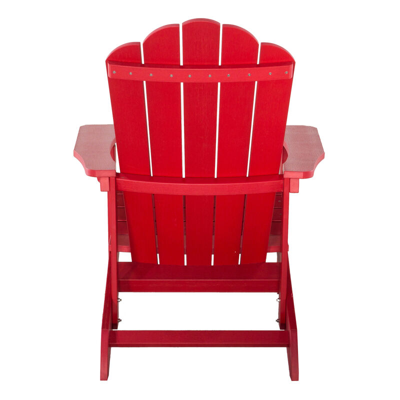 Outdoor Plastic Wood Adirondack Chair, Patio Chair for Deck, Backyards, Lawns, Poolside, and Beaches, Weather Resistant, Red