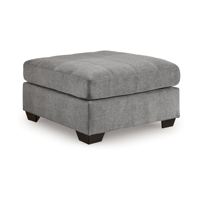 Marlow Oversize Ottoman, Stitch Details, Muted Gray Polyester 36 Inch - Benzara