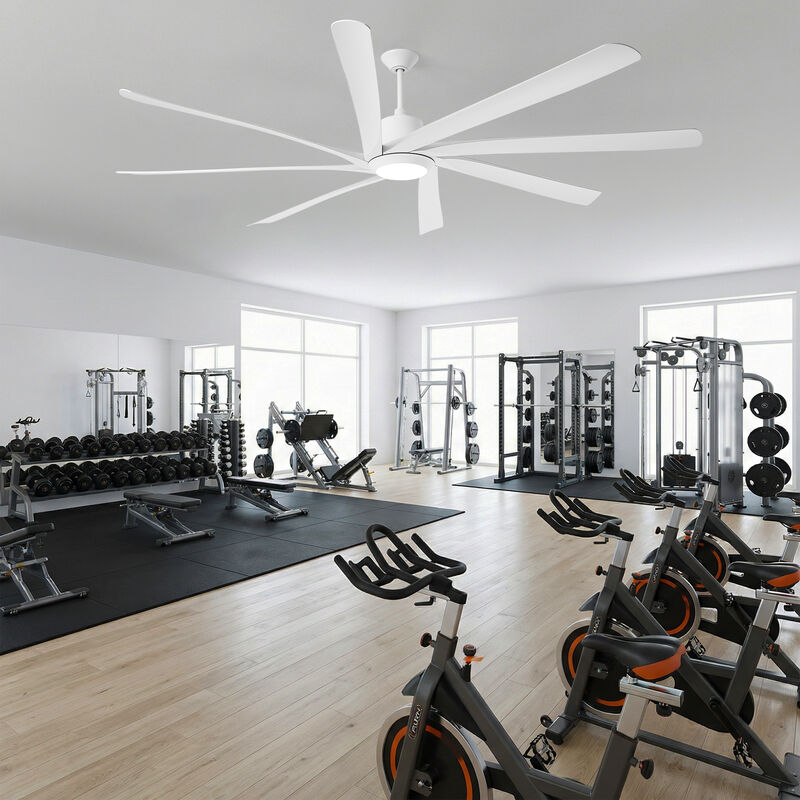 100" Modern Matte White Dimmable Reversible Aero Blade Ceiling Fan with Light and Remote image number 3