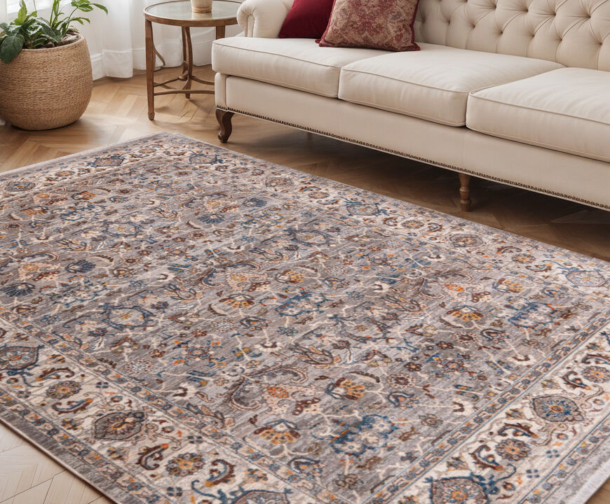 HomeRoots Oriental Area Rug With Fringe