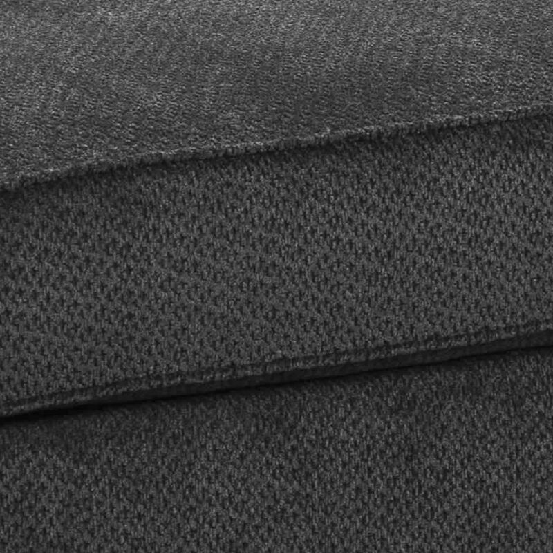 Rectangular Textured Fabric Upholstered Ottoman, Charcoal Gray-Benzara