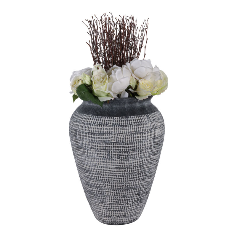 16x12" Textured Stoneware Vase, Black image number 1