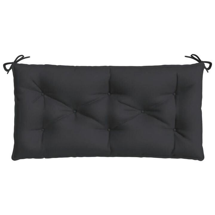 Claire Outdoor Cushion for Bench, Tufted Black Oxford Fabric, 39 Inch - Benzara