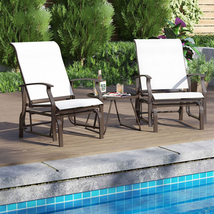 2-Piece Patio Glider Chairs with Ergonomic Backrest and Seat
